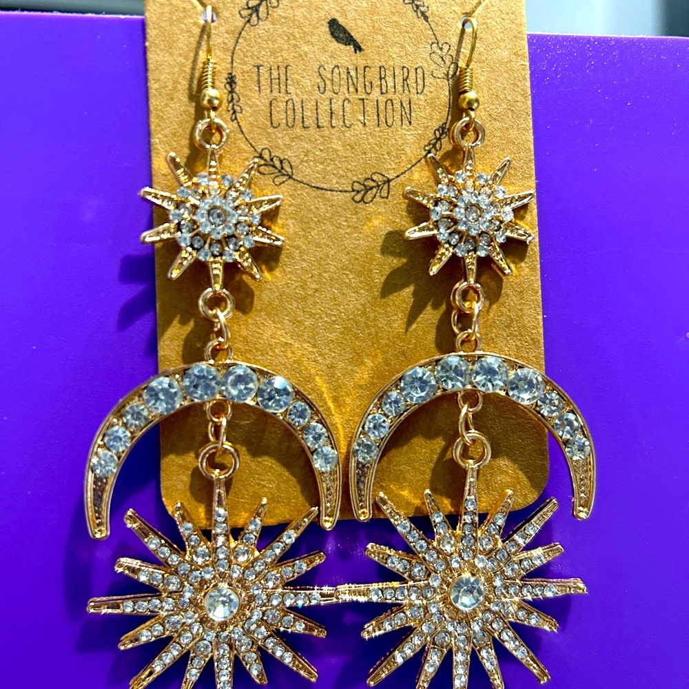 Star & crescent dangle earrings